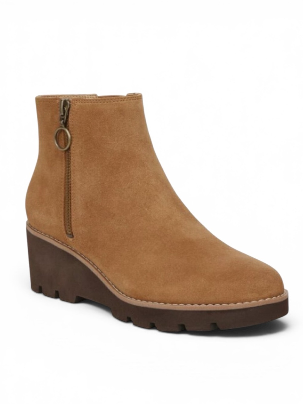 Vionic Hazal Suede Wedge Bootie Cognac Brown | 8.5 - Picture 1 of 10